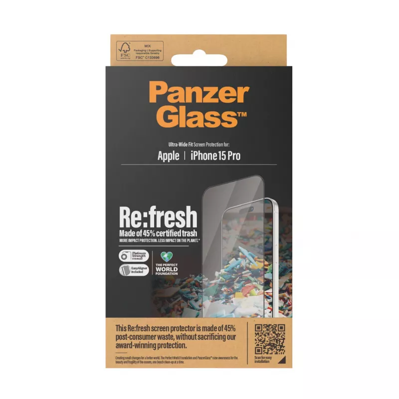 PanzerGlass ® Re:fresh protezione display iPhone 15 Pro | Ultra-Wide Fit con EasyAligner