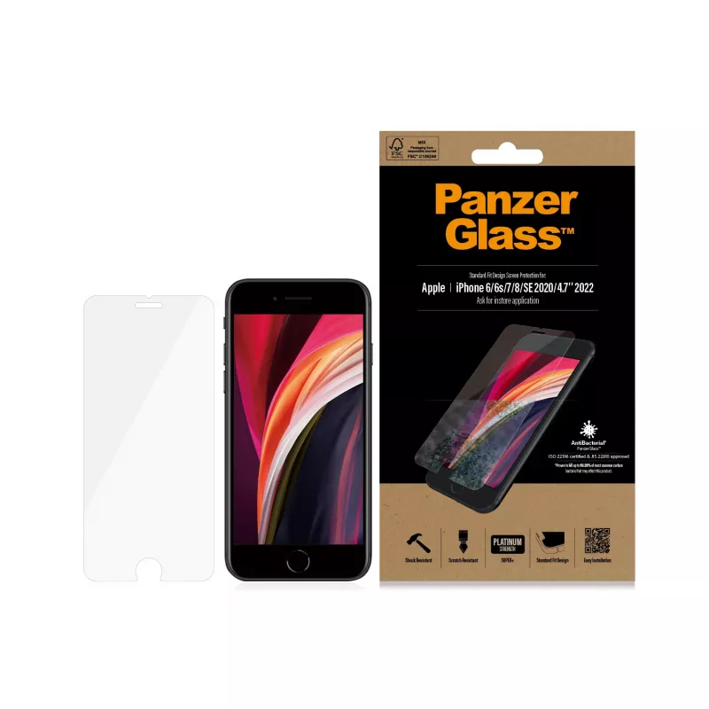 PanzerGlass ® protezione display iPhone 8 | 7 | 6s | 6 | SE (2020/2022) | Standard Fit