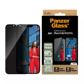 PanzerGlass ® Privacy Screen Protector iPhone 17e | 16e | 14 | 13 | 13 Pro | Ultra-Wide Fit con EasyAligner