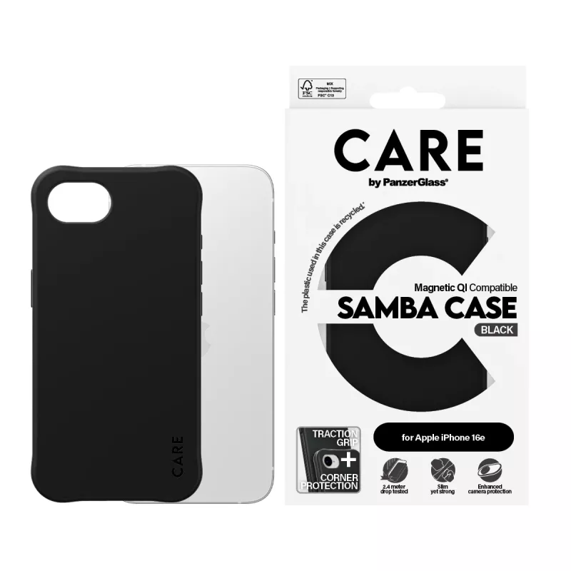 PanzerGlass CARE™ by ® Samba Case Nero con Qi Compatibile iPhone 17e | 16e
