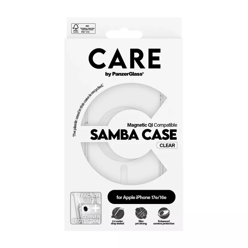 PanzerGlass CARE™ by ® Samba custodia trasparente con bianco compatibile Qi iPhone 17e | 16e