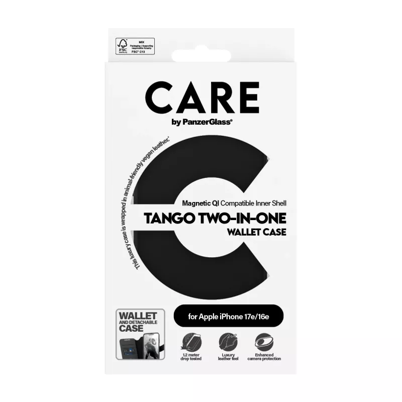 PanzerGlass CARE™ by ® Tango 2-in-1 Wallet Case con Qi iPhone 17e | 16e