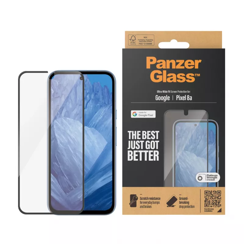 PanzerGlass® pellicola protezione display Google Pixel 8a | Ultra-Wide Fit