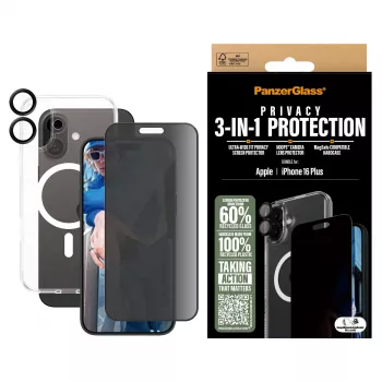 PanzerGlass ® bundle protezione privacy 3-in-1 iPhone 16 Plus