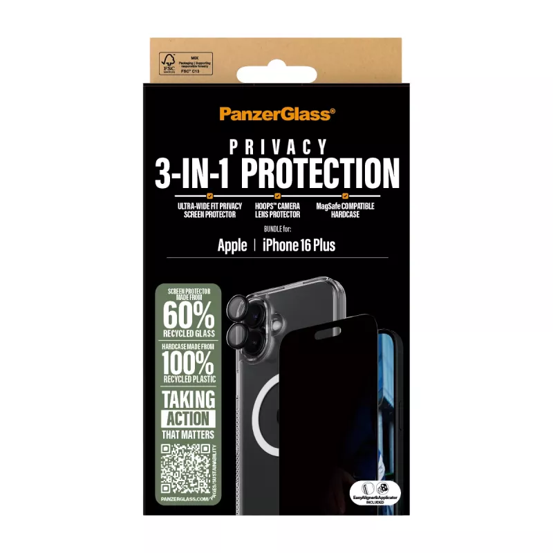PanzerGlass ® bundle protezione privacy 3-in-1 iPhone 16 Plus