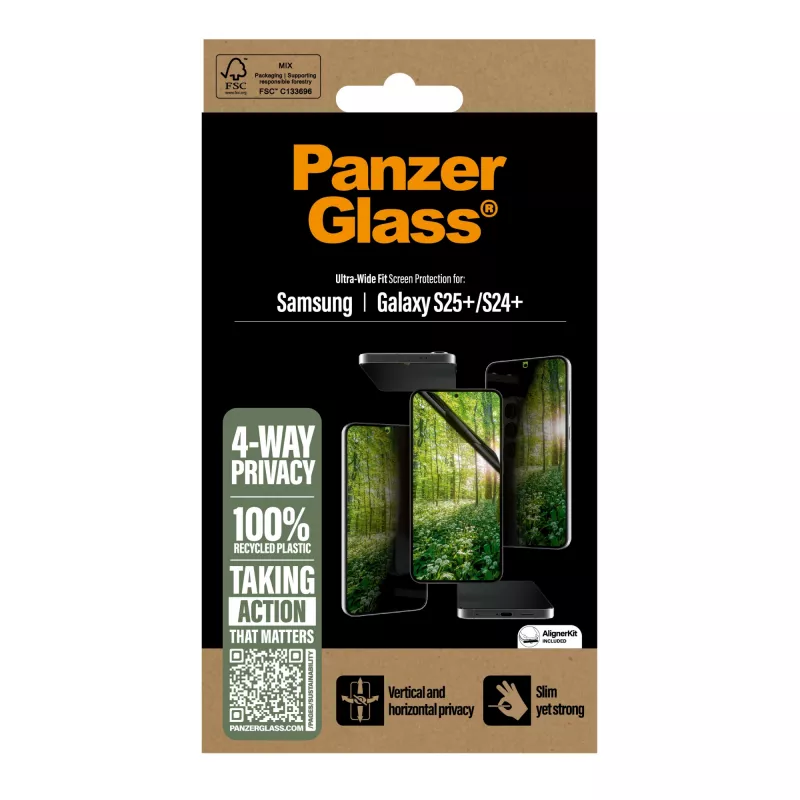 PanzerGlass® ECO MATRIX pellicola privacy 4 vie Samsung Galaxy S25+ | S24+ | Ultra-Wide Fit