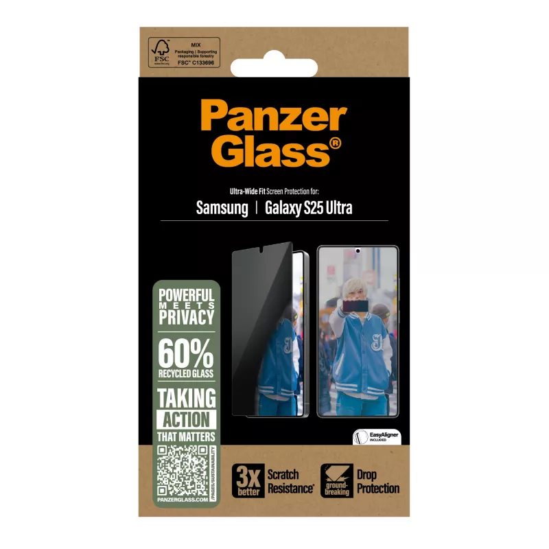 PanzerGlass ® pellicola protettiva display privacy Samsung Galaxy S25 Ultra | Ultra-Wide Fit