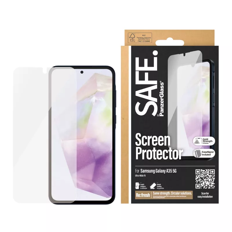 PanzerGlass SAFE. by ® protezione display Samsung Galaxy A35 5G | Ultra-Wide Fit con EasyAligner