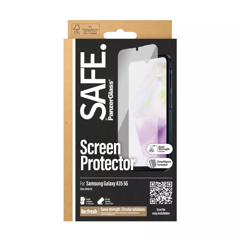 PanzerGlass SAFE. by ® protezione display Samsung Galaxy A35 5G | Ultra-Wide Fit con EasyAligner