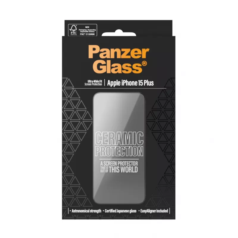 PanzerGlass ® Ceramic Protection per iPhone 15 Plus | Ultra-Wide Fit con EasyAligner