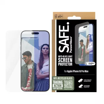 PanzerGlass SAFE. by ® protezione display Anti-Blue-Light iPhone 16 Pro Max | Ultra-Wide Fit