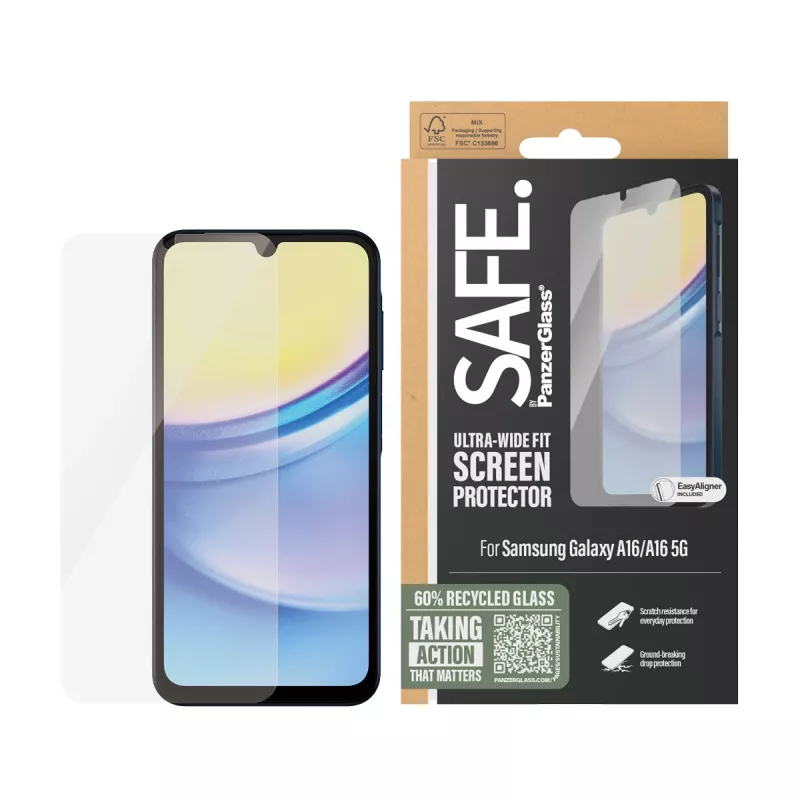 PanzerGlass SAFE. by ® protezione display Samsung Galaxy A16 | A16 5G | Ultra-Wide Fit