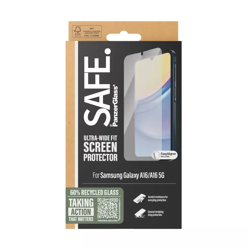 PanzerGlass SAFE. by ® protezione display Samsung Galaxy A16 | A16 5G | Ultra-Wide Fit