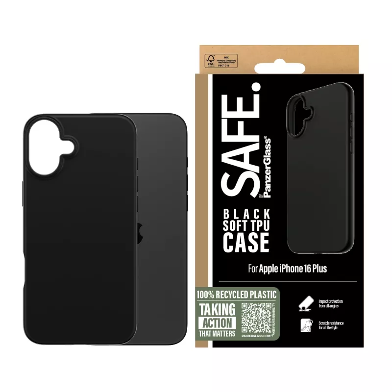 PanzerGlass SAFE. by ® TPU Case nero iPhone 16 Plus