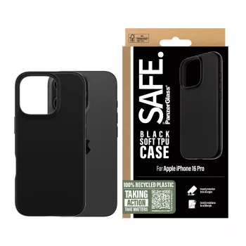 PanzerGlass SAFE. by ® custodia TPU nero iPhone 16 Pro, cover, Apple, Apple - iPhone 16 Pro, nero