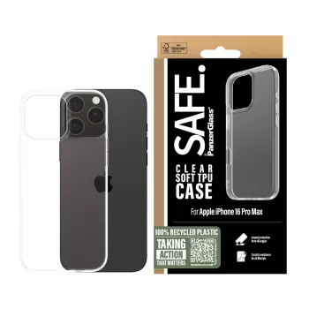 PanzerGlass SAFE. by ® custodia TPU trasparente iPhone 16 Pro Max
