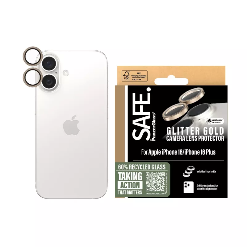 PanzerGlass SAFE. by ® protezione obiettivo fotocamera Glitter Gold iPhone 16 | 16 Plus