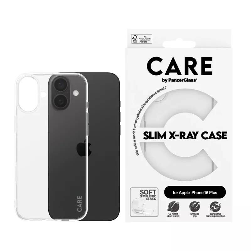 PanzerGlass CARE™ by ® custodia X-Ray iPhone 16 Plus, cover, Apple, Apple - iPhone 16 Plus, trasparente