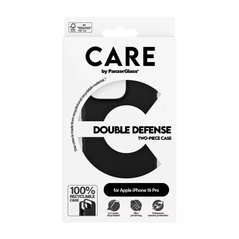 PanzerGlass CARE™ by ® Double Defense Case nero iPhone 16 Pro
