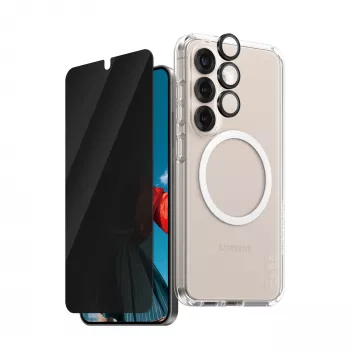PanzerGlass ® | CARE by ® Flagship bundle 3-in-1 privacy Samsung Galaxy S25