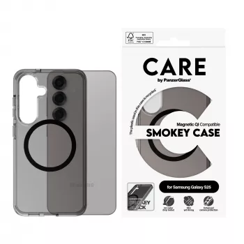 PanzerGlass CARE™ by ® Urban Combat case Smokey w. nero compatibile Qi Samsung Galaxy S25