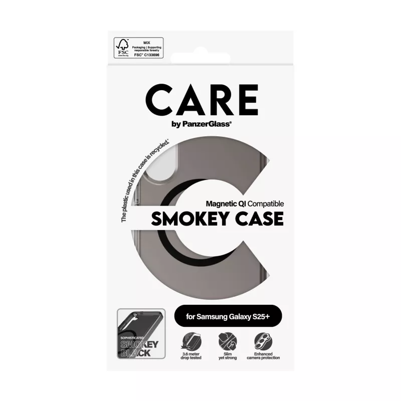 PanzerGlass CARE™ by ® Urban Combat case Smokey w. nero compatibile Qi Samsung Galaxy S25+
