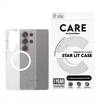 PanzerGlass CARE™ by ® Urban Combat Case Star Lit con bianco compatibile Qi Samsung Galaxy S25 Ultra