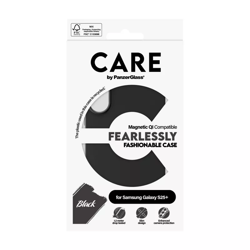 PanzerGlass CARE™ by ® case nero con compatibilità Qi Samsung Galaxy S25+