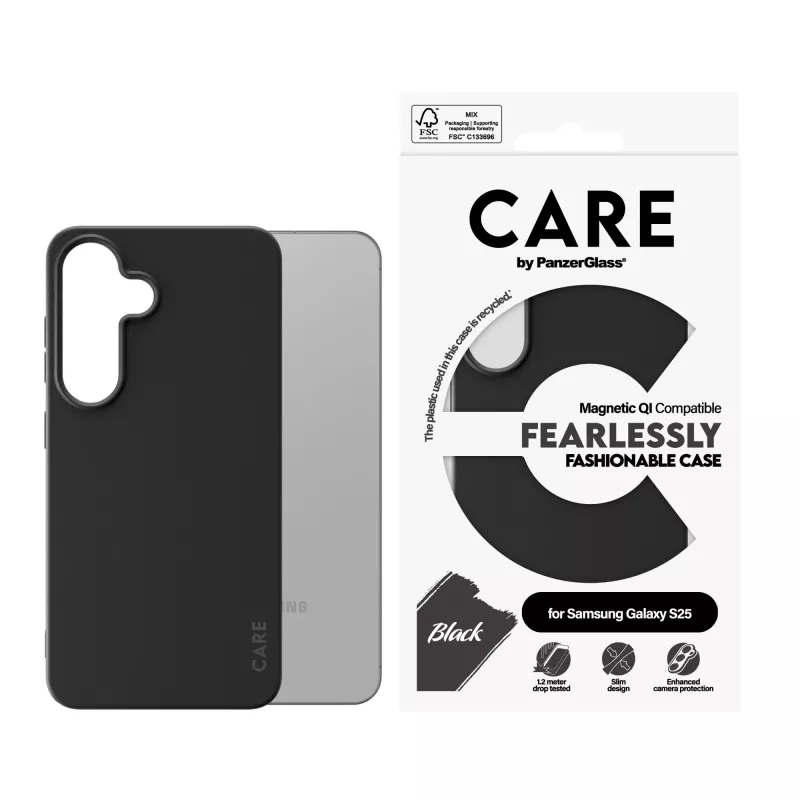 PanzerGlass CARE™ by ® Case nero con compatibile Qi Samsung Galaxy S25