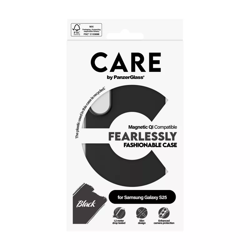 PanzerGlass CARE™ by ® Case nero con compatibile Qi Samsung Galaxy S25