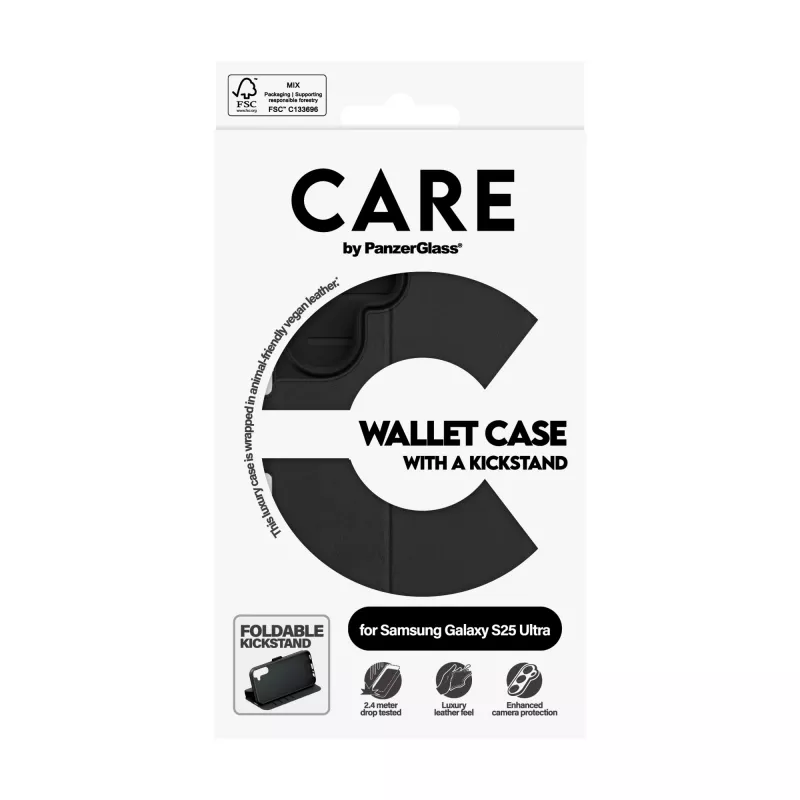 Wallet Case PanzerGlass Samsung Galaxy S25 Ultra trasparente con supporto