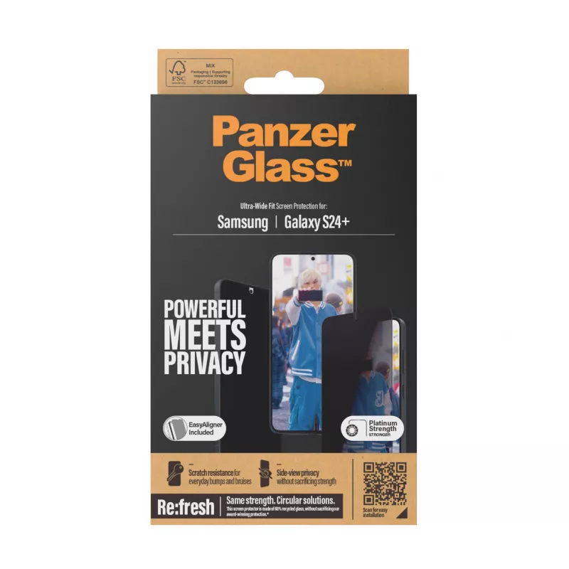 PanzerGlass ® protezione display privacy Samsung Galaxy S24+ | Ultra-Wide Fit con EasyAligner