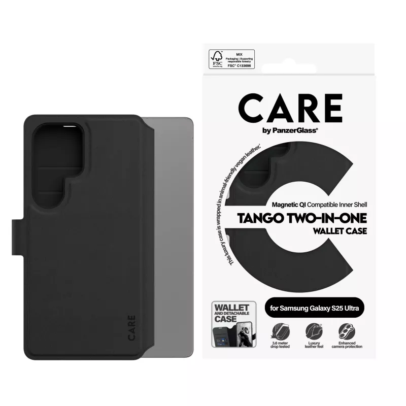 PanzerGlass CARE™ by ® Tango 2-in-1 Wallet Case con compatibilità Qi per Samsung Galaxy S25 Ultra