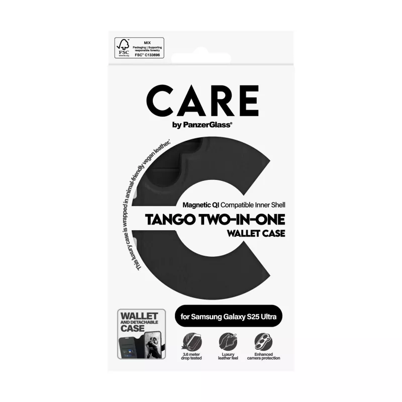 PanzerGlass CARE™ by ® Tango 2-in-1 Wallet Case con compatibilità Qi per Samsung Galaxy S25 Ultra