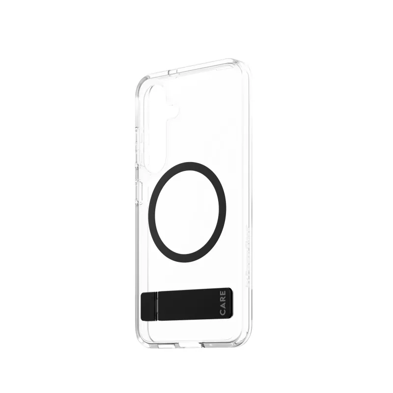 PanzerGlass CARE™ by ® cover trasparente con kickstand nero e compatibile Qi Samsung Galaxy S25