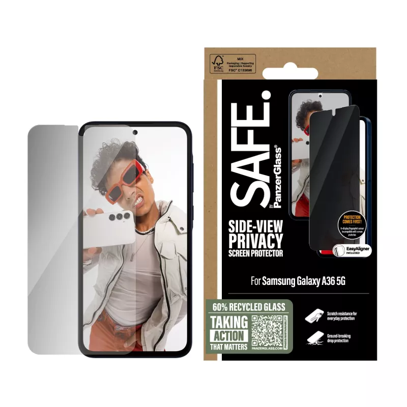 PanzerGlass SAFE. by ® protezione display privacy Samsung Galaxy A36 5G | Ultra-Wide Fit con EasyAligner
