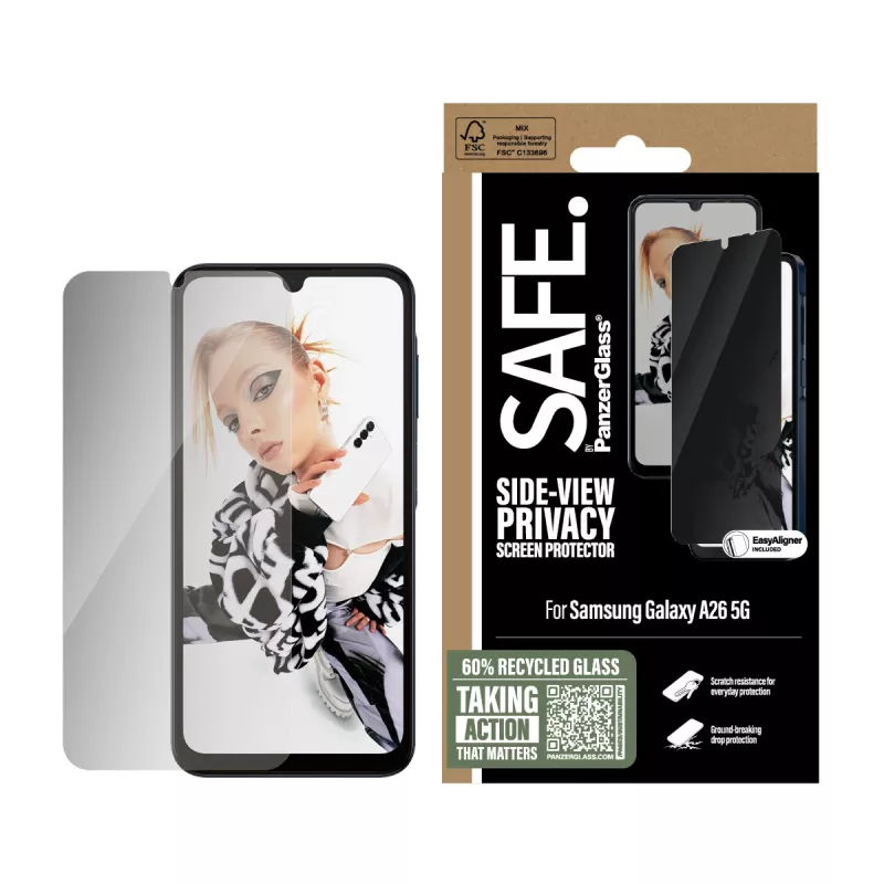 PanzerGlass SAFE. by ® protezione display privacy Samsung Galaxy A26 5G | Ultra-Wide Fit con EasyAligner