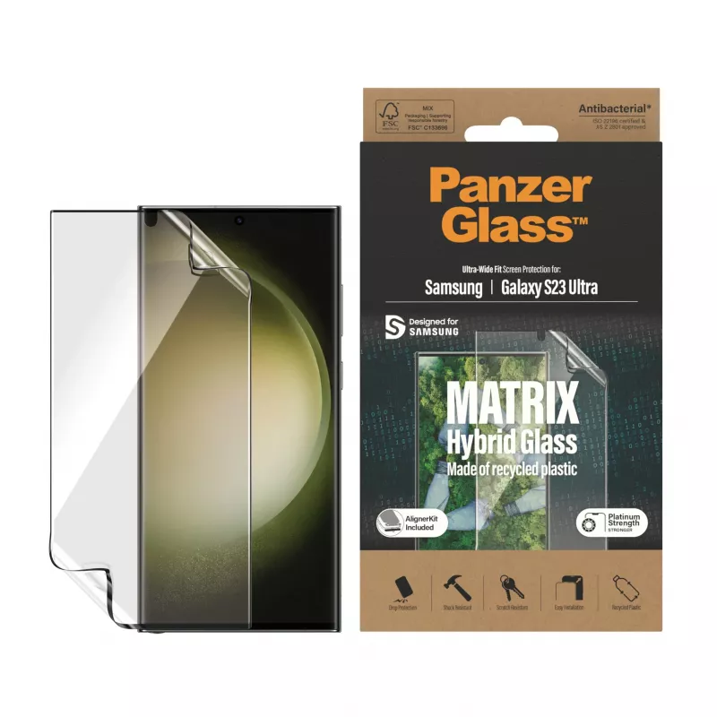 PanzerGlass ® ECO MATRIX Protezione schermo Samsung Galaxy S23 Ultra | Ultra-Wide Fit con AlignerKit