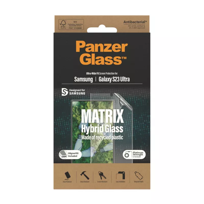 PanzerGlass ® ECO MATRIX Protezione schermo Samsung Galaxy S23 Ultra | Ultra-Wide Fit con AlignerKit