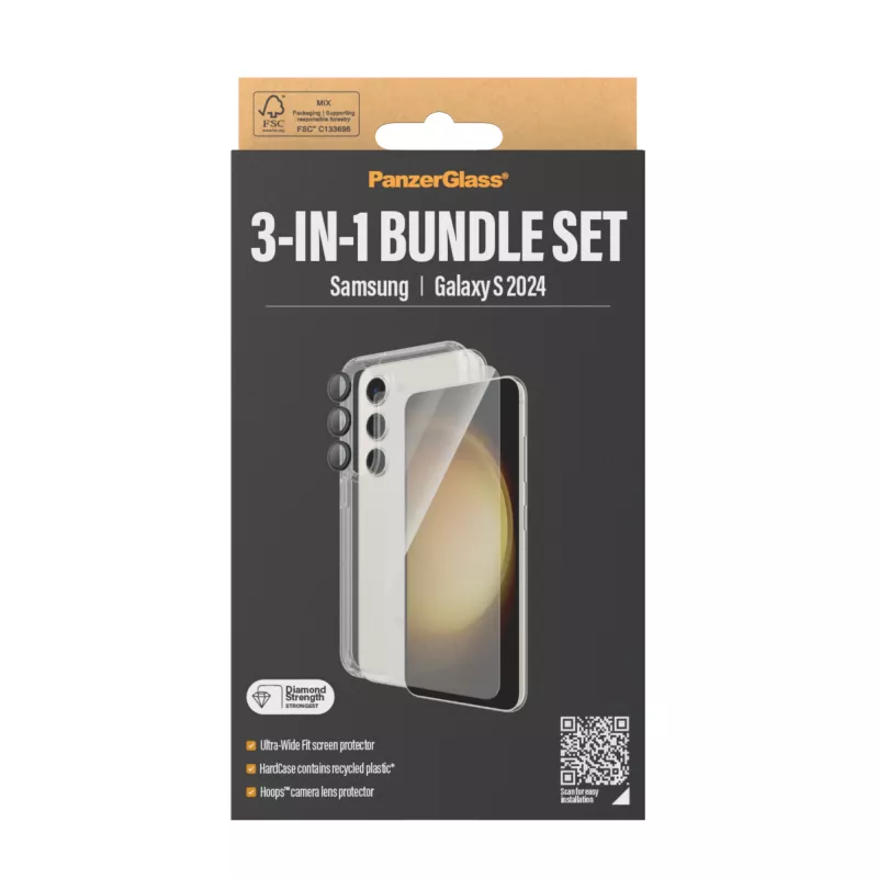 PanzerGlass ® 3-in-1 Bundle Samsung Galaxy S24 | Ultra-Wide Fit con EasyAligner