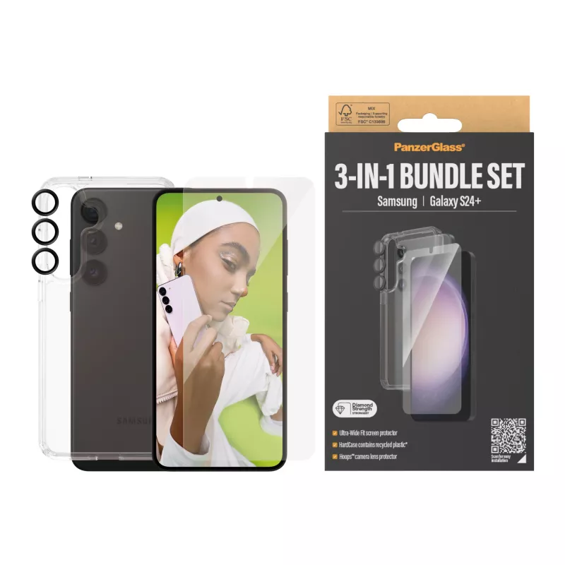 PanzerGlass ® 3-in-1 Bundle Samsung Galaxy S24+ | Ultra-Wide Fit con EasyAligner