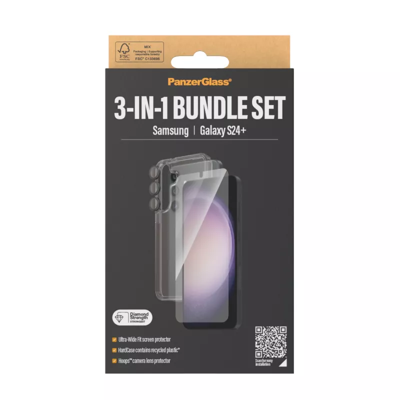 PanzerGlass ® 3-in-1 Bundle Samsung Galaxy S24+ | Ultra-Wide Fit con EasyAligner
