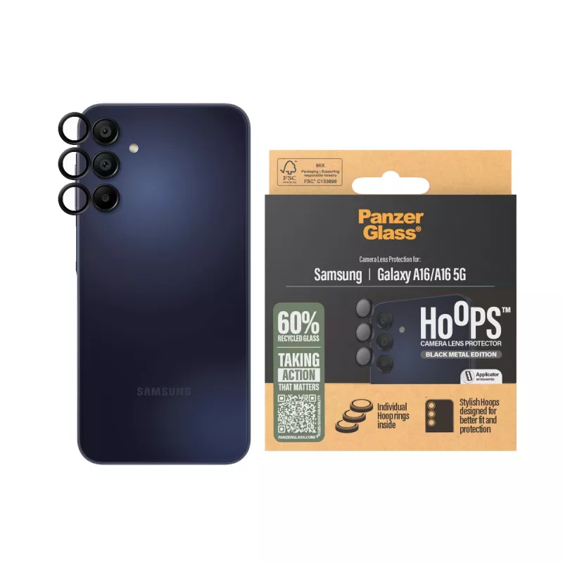 PanzerGlass ® Hoops® Protezione lenti fotocamera nero Samsung Galaxy A16 | A16 5G