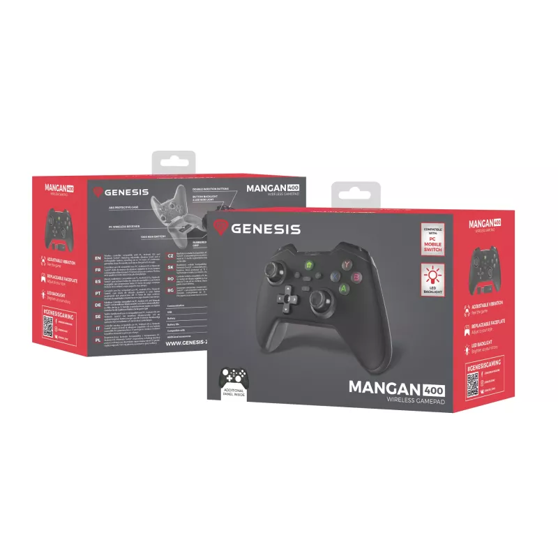 GENESIS Mangan 400 gamepad Bluetooth nero analogico / digitale Android, MAC, Nintendo Switch, PC, iOS
