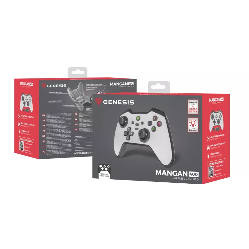 GENESIS Mangan 400 gamepad Bluetooth bianco analogico / digitale Android, MAC, Nintendo Switch, PC, iOS