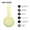 Sony WHCH520Y.CE7, wireless, chiamate/musica, 20 - 20000 Hz, 147 g, headset, giallo