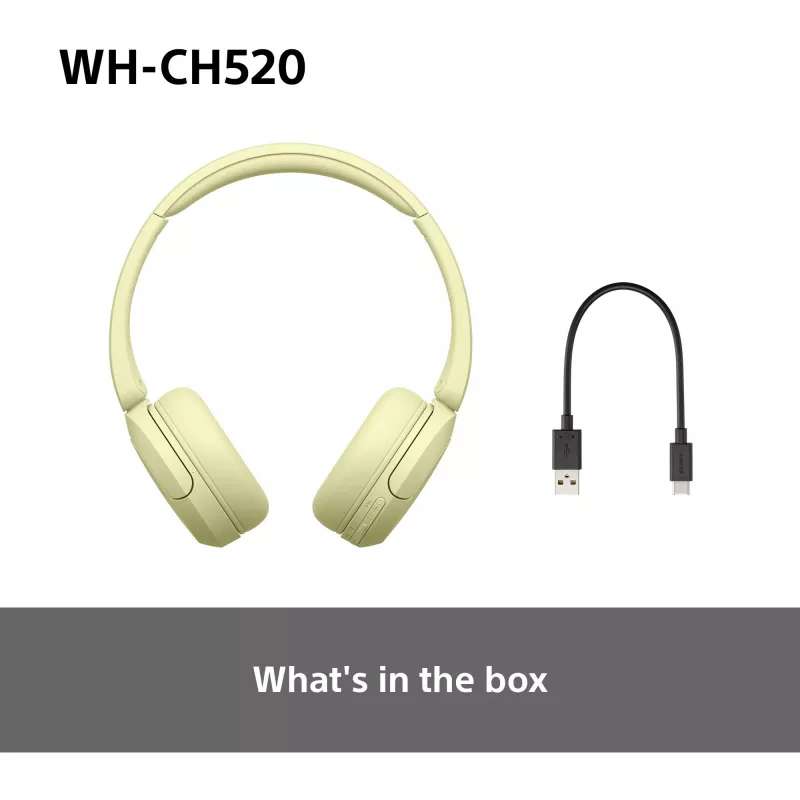 Sony WHCH520Y.CE7, wireless, chiamate/musica, 20 - 20000 Hz, 147 g, headset, giallo