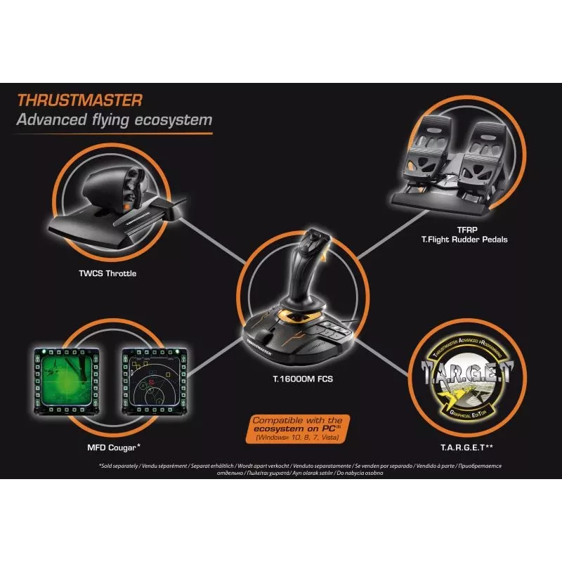 Thrustmaster T-16000M FCS Flight Pack nero USB joystick analogico / digitale MAC, PC