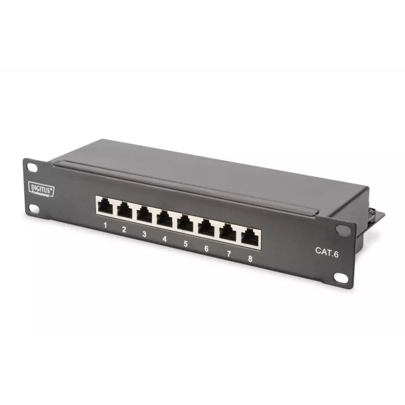 DIGITUS bundle di rete 10in - armadio 6HE nero ripiano PDU switch 8 porte patch panel CAT6