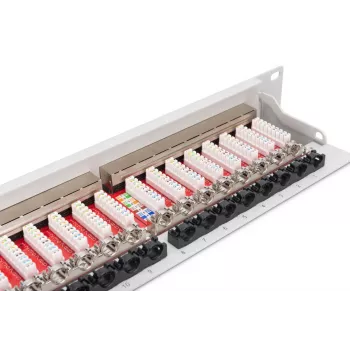 DIGITUS patch panel, CAT6A schermato, 1U, 24 porte, 8P8C, nero RAL 9005, 483